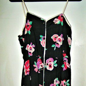 MID-CENTURY FLORAL BLACK SUNDRESS M